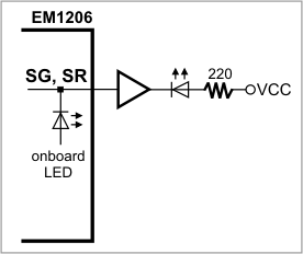 A schematic diagram of an EM1206 LED line.